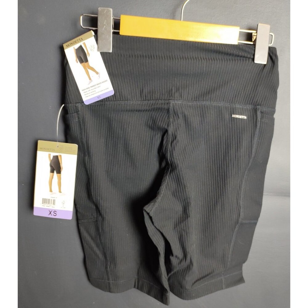 Mondetta Black Ribbed Bike Shorts NWT Women’s Activewear Gym Yoga Shorts